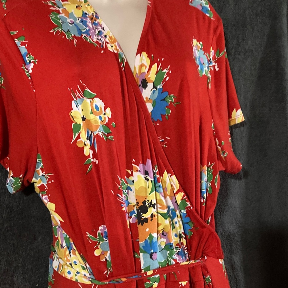 Lauren by Ralph Lauren Red Floral Wrap Dress